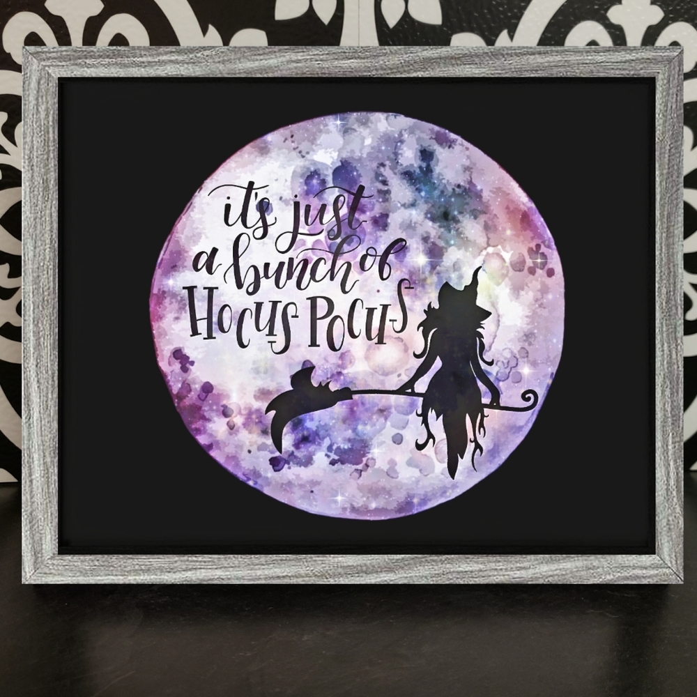8x10 Framed Just Hocus Pocus Witch Halloween Moon